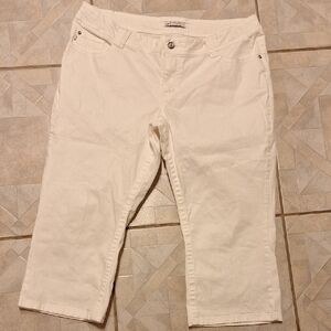 q Lee Natural Fit White Pants Stretch Plus Size Denim Capris 20W